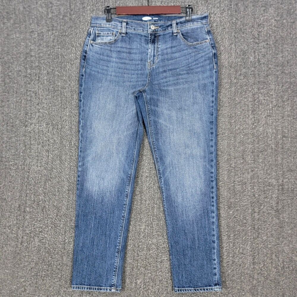 Old Navy Boyfriend Jeans Womens 10 Blue Mid Rise Relaxed Fit Straight Leg 32x27